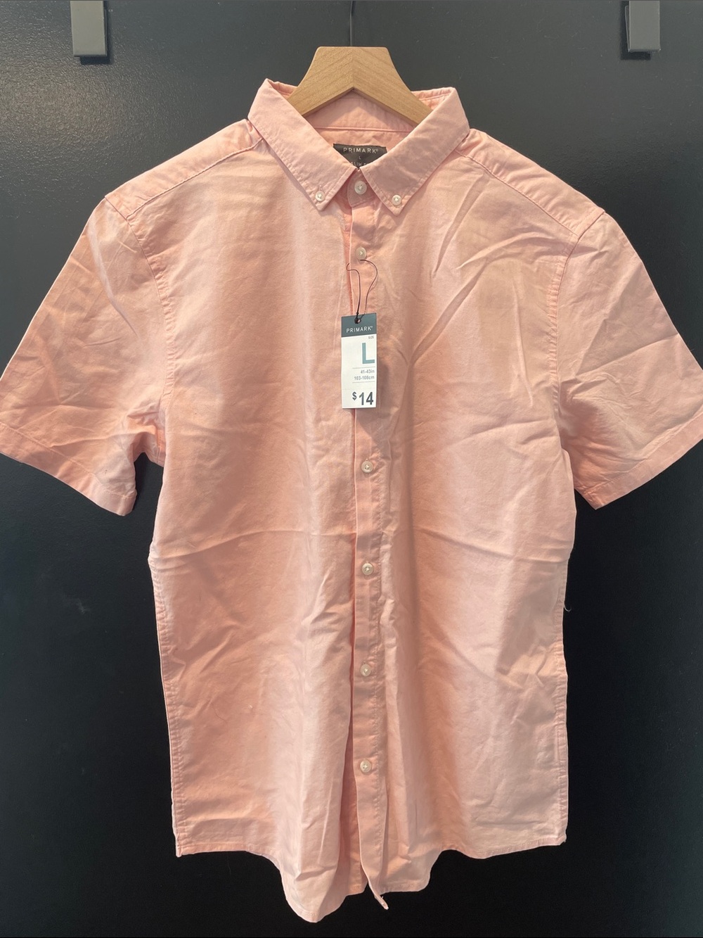 Primark Men's Short-Sleeve Button-Down Shirt - Pale Pink